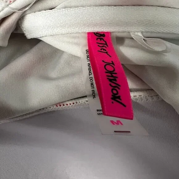 BETSEY‎ JOHNSON One-Piece Swimsuit Women's Size M White Cherry Bomb Bandeau NWOT
